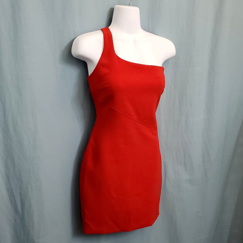 NWT Likely Maisey One Shoulder Bodycon Mini Dress Scarlet Red Size 4 - Picture 6 of 14